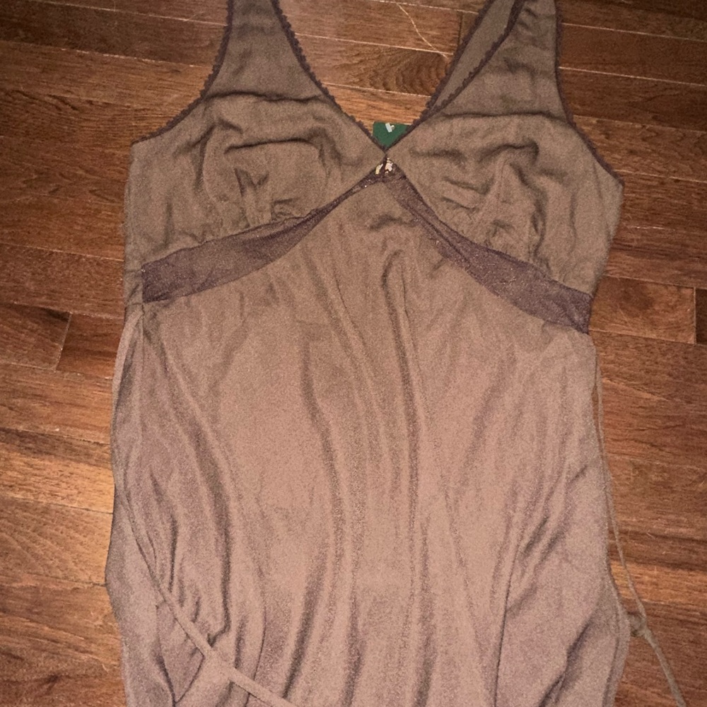 NWT brown silk maxi dress